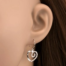 Akasztós fülbevaló 925 ezüstből - szív cirkóniaspirállal