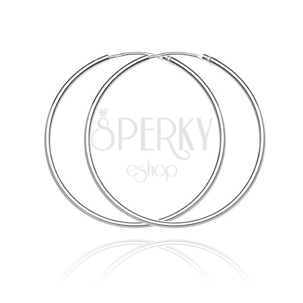 Sterling ezüst fülbevaló - vékony, sima karika, 36 mm