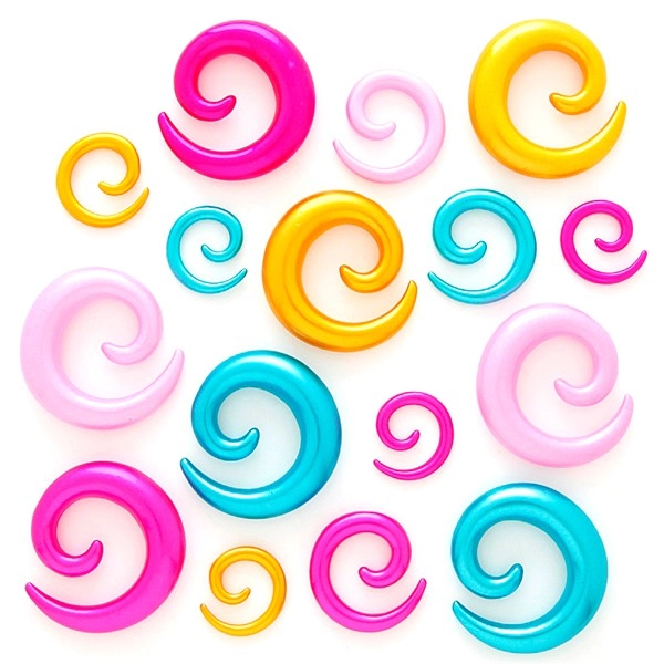 Expander a fülbe - különféle színes, fényes csiga - Vastagság: 3 mm, A piercing színe: Pink rózsaszín