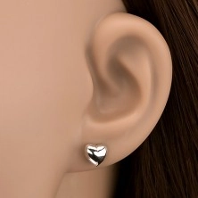 Bedugós fülbevaló 925 ezüstből - domború sima szívecske