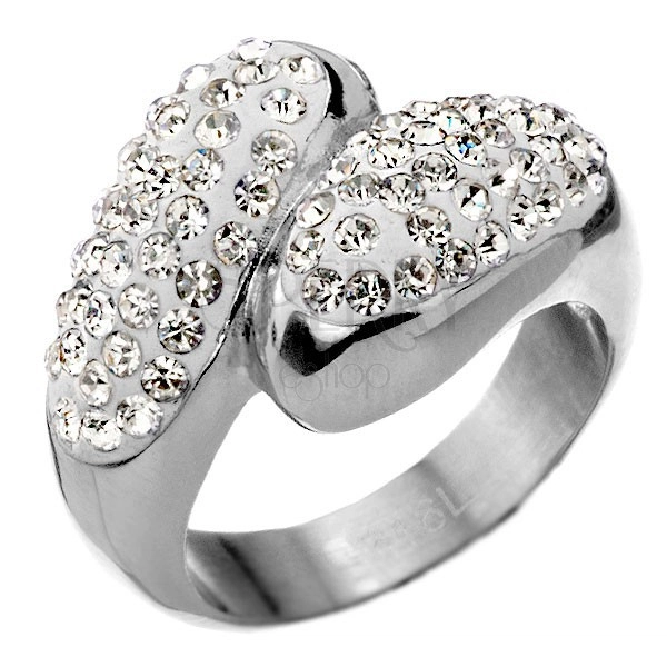 Cirkonkövekkel gazdagon díszített acélgyűrű