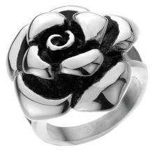 Maszív acélgyűrű - nyíló rózsa
