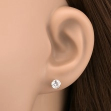 925 ezüst fülbevaló - stekkerek átlátszó cirkóniával, 5 mm