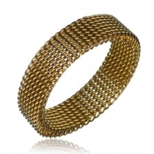 Gyűrű acélból - láncszemes szerkezet, aranyszínű, 6 mm