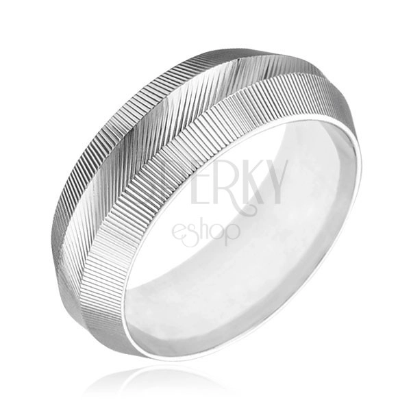 Gyűrű sterling ezüstből - kiemelkedő, bordázott felület
