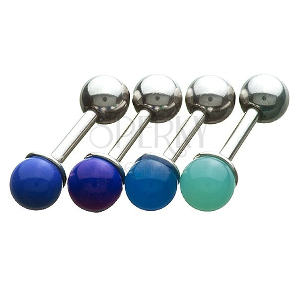 Fülporc piercing - súlyzó színes gömb fejecskével