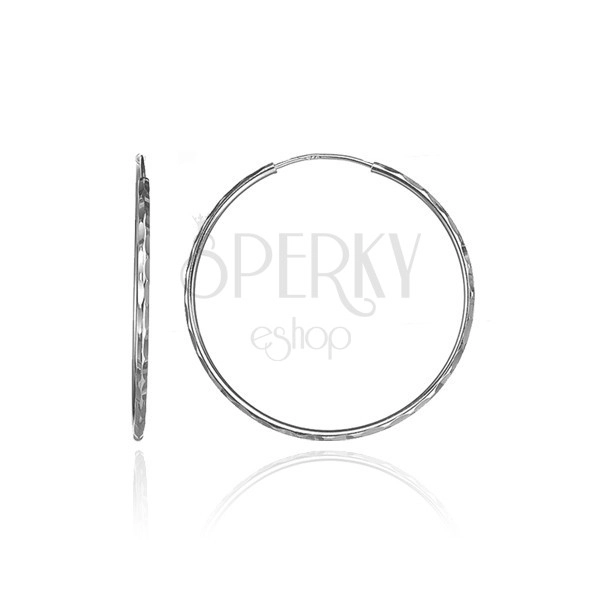 Karika fülbevaló ezüstből - ovális bemarások, 25 mm