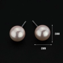 Bedugós ezüst fülbevaló - rózsaszín gyöngyök, 8 mm