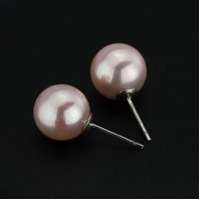 925 ezüst fülbevaló - rózsaszín gyöngyöcskék, 10 mm