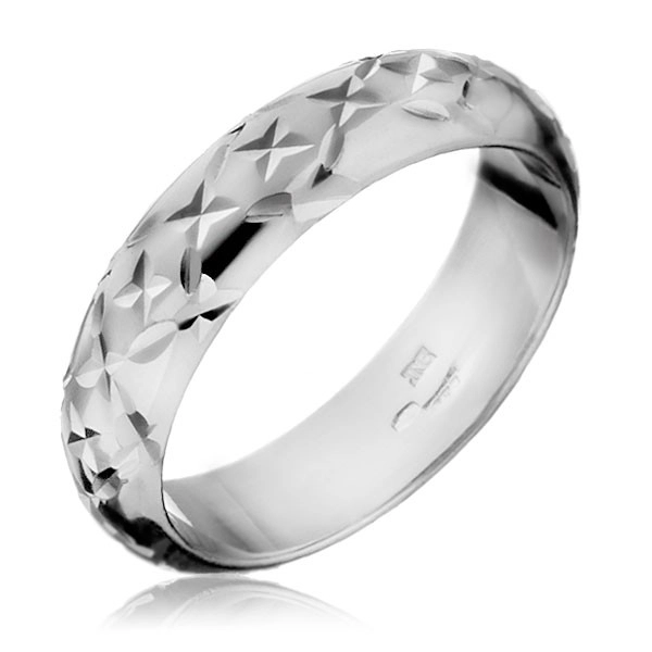 Gyűrű 925 ezüstből - fényes gravírozott sugarak - Nagyság: 56