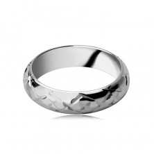 Gyűrű 925 ezüstből - fényes gravírozott sugarak