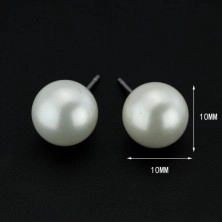 Fülbevaló 925 ezüstből - nagy fehér gyöngy, 10 mm