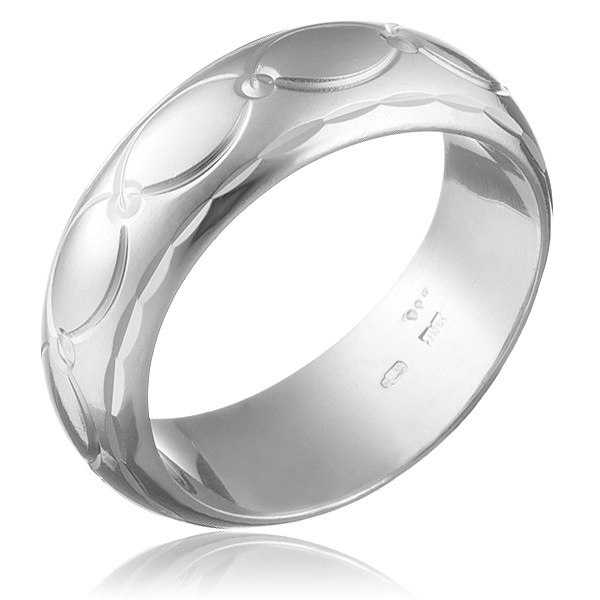 Széles sterling ezüst gyűrű - oválisok és kúpok - Nagyság: 64