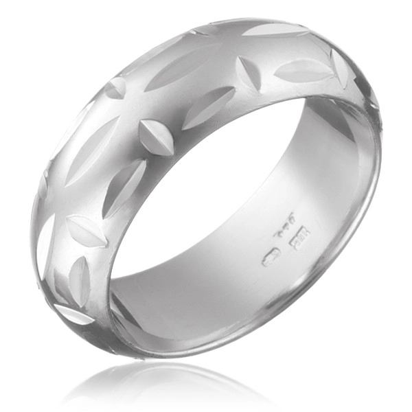 Gyűrű 925 ezüstből - fényes, merőlegesen elhelyezett mélyedések - Nagyság: 50