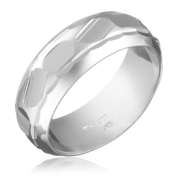 Gyűrű ezüstből - csiszolt szabálytalan sáv - Nagyság: 60
