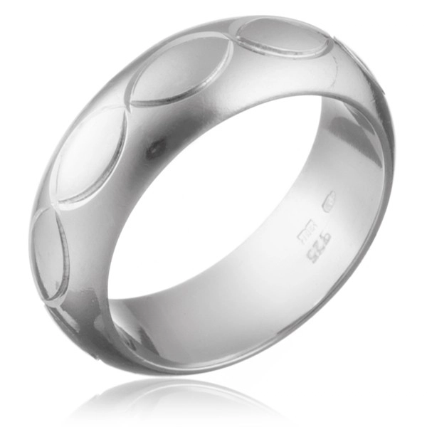 Gyűrű 925 ezüstből - gravírozott ovális minta - Nagyság: 62