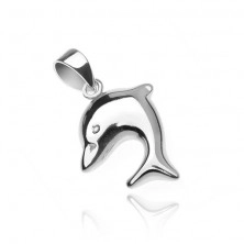Fényes ezüst medál - ugró delfin