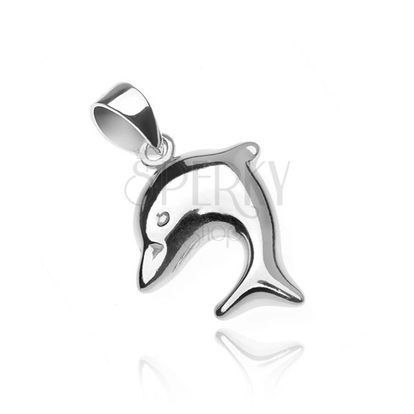Fényes ezüst medál - ugró delfin