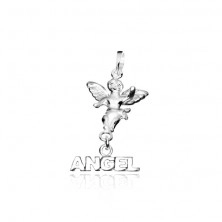 Ezüst függő - angyalka ANGEL felirattal