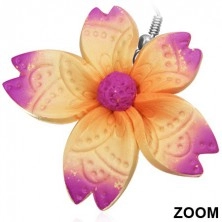 Fülbevaló FIMO anyagból - szabálytalan lila - narancsszín virág