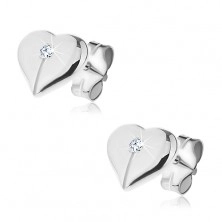 Bedugós fülbevaló 925 ezüstből - fényes kettéosztott szívek cirkóniával