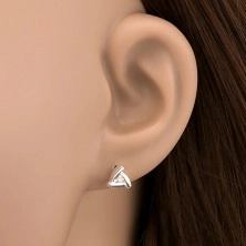 Bedugós fülbevaló 925 ezüstből - háromszög lapokból, cirkóniával