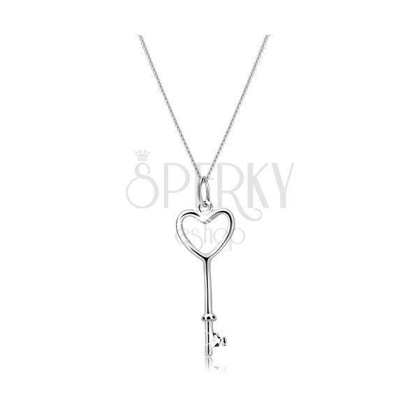 Nyakék 925 ezüstből - szív alakú kulcs lánccal