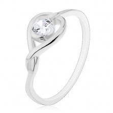 Gyűrű 925 ezüstből - keresztezett szívkörvonal cirkóniával