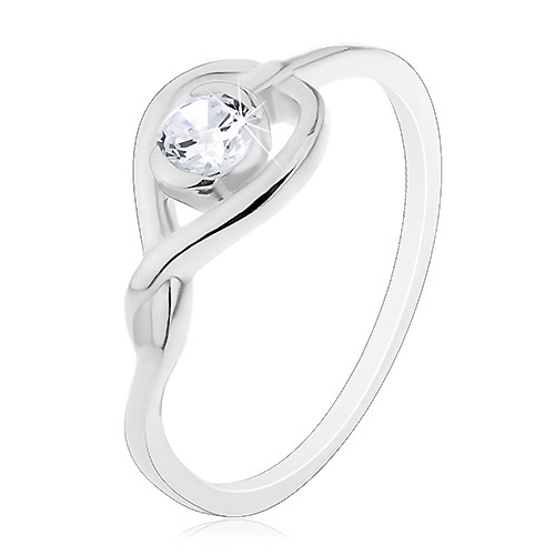 Gyűrű 925 ezüstből - keresztezett szívkörvonal cirkóniával - Nagyság: 59