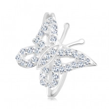 Gyűrű 925 ezüstből - hajlított ragyogó cirkonköves pillangó