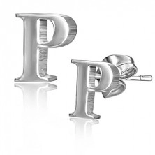 Fülbevaló acélból - tükörfényes P betű