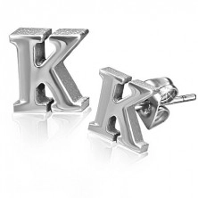 Fülbevaló acélból - K betű forma, stekkeres kapocs 
