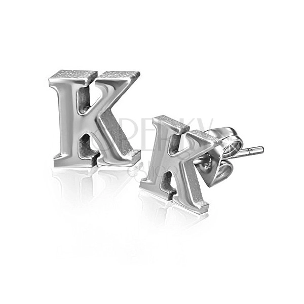 Fülbevaló acélból - K betű forma, stekkeres kapocs 
