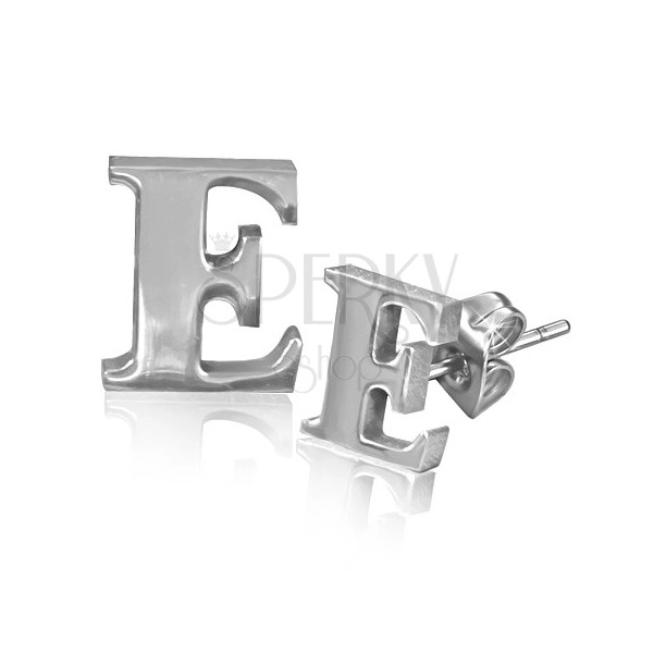 Fülbevaló minőségi acélból - fényes E betű
