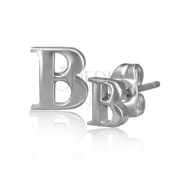 Acél fülbevaló - fényes B betű forma